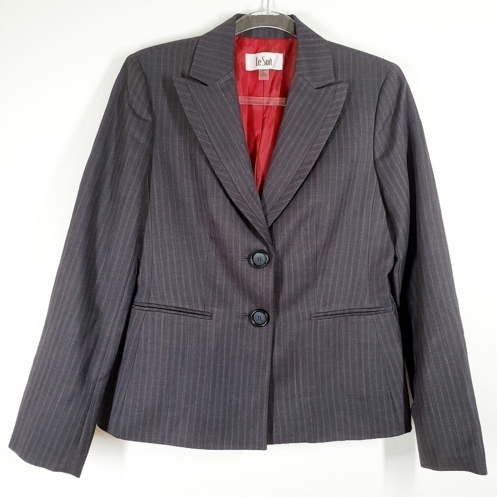 LE SUIT BUTTON FRONT PIN-STRIPE JACKET/BLAZER